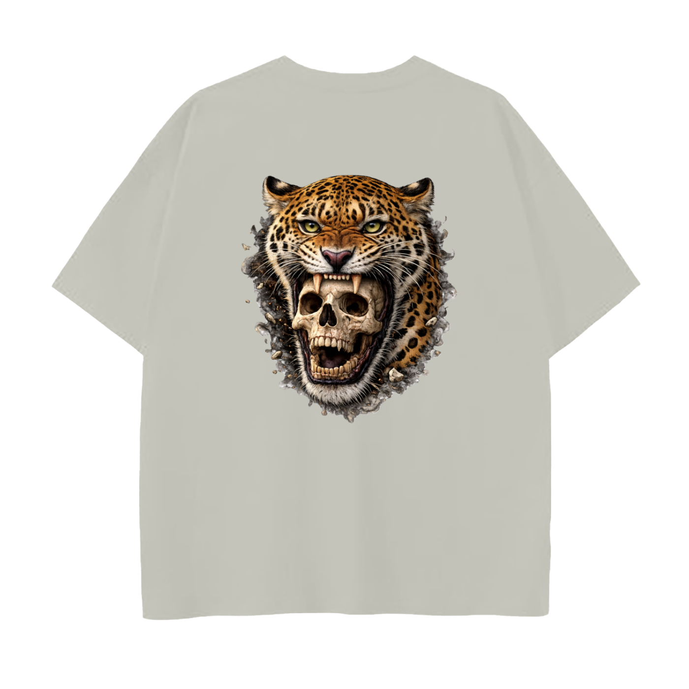 Drop Shoulder Jaguar Skull Cotton T-Shirt